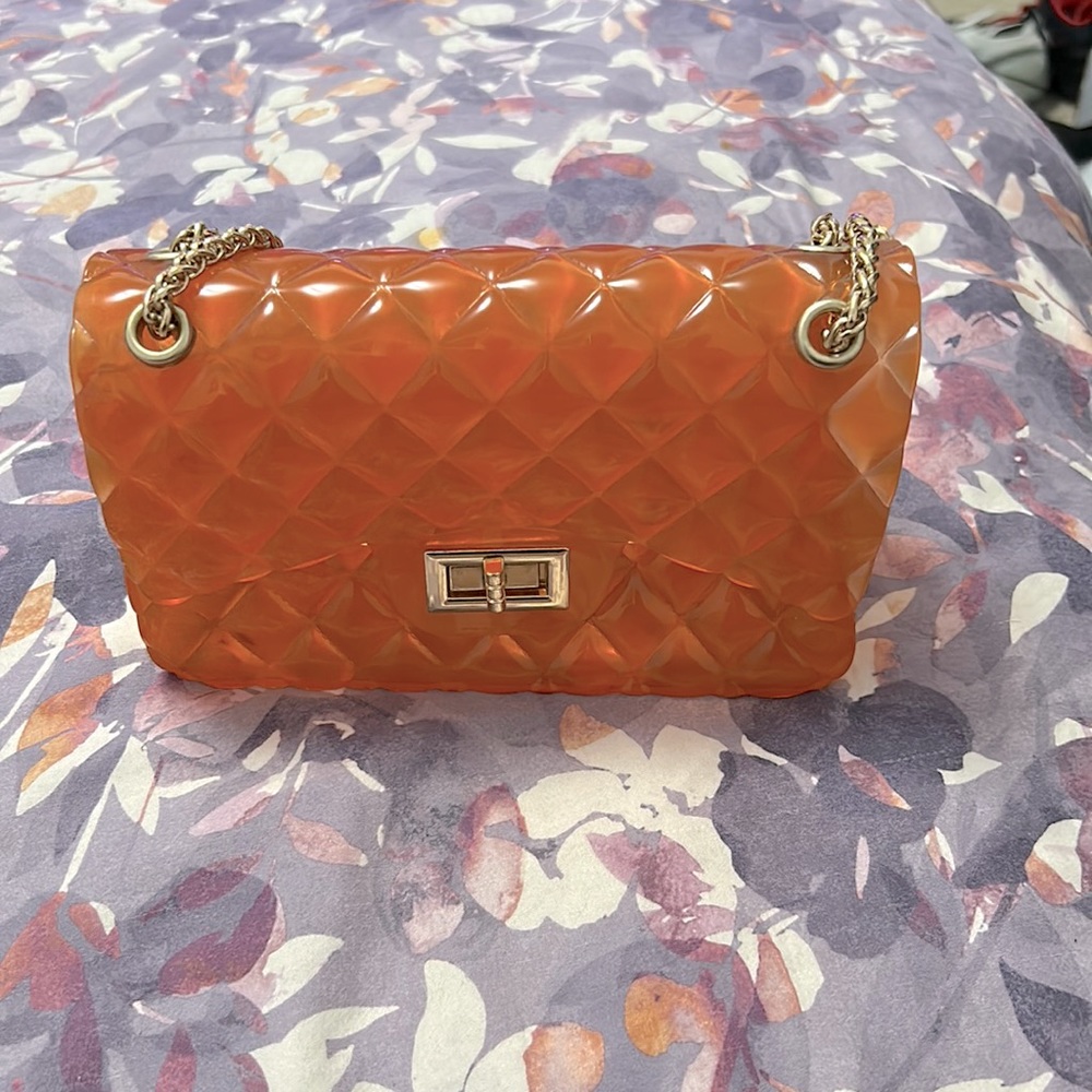 Clear orange crossbody purse